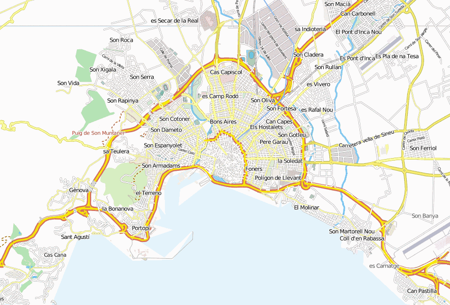 Passeig de la Rambla-Stadtplan mit Satellitenbild und Unterkünften von